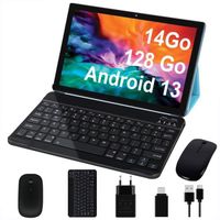 Tablette Tactile 10.1 Pouces - GOODTEL - 14 Go - 128 Go - Android 13 - 8000mAh -8 coeur, Tablette avec clavier, souris Type-C-Bleu