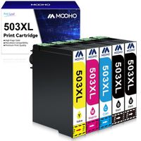 Cartouches d'Encre MOOHO 503 XL pour Epson - Pack de 5 (2 Noir + 1 Cyan + 1 Magenta + 1 Jaune)