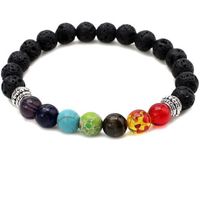 B0272 -Bracelet perlé de guérison 7 Chakra, pierre de lave naturelle, œil de tigre, 8MM, pour femmes et hommes, bijoux de Yoga, livr