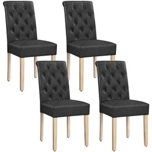 Chaises - TECTAKE - Lot de 4 fauteuils de salle à manger aspect cuir avec revêtement synthétique et forme ergonomique - Noir - Maison