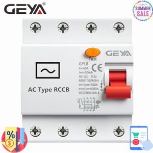 GEYA – disjoncteur à courant résiduel GYL8 AC Type RCD ELCB RCCB, Rail Din  25A 40A 63A avec certificat CE CB