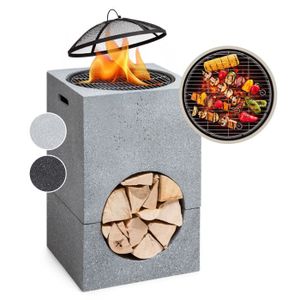 BRASERO - ACCESSOIRE Braséro Blumfeldt Monolith avec grill MGO & bac en acier et pare-étincelles - Gris