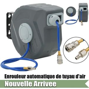 DÉVIDOIR - ENROULEUR qinqimall© Enrouleur automatique de tuyau d'air 3/8' 12 m PVC + maille