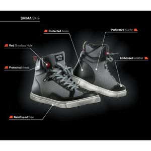 CHAUSSURE - BOTTE Shima SX-2, Chaussures Moto D'été Retro Classique Style Urbain Protecteur (41-46), Noir 