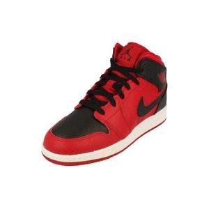 BASKET Baskets Nike Air Jordan 1 Mid GS pour enfant - Rouge et noir