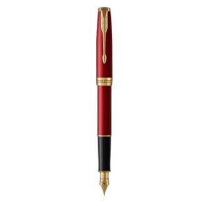 Stylo - Parure PARKER Sonnet stylo plume, laque rouge, attributs dorés, Plume moyenne – Coffret cadeau