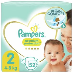 COUCHE PAMPERS 52 Couches Premium Protection Taille 2