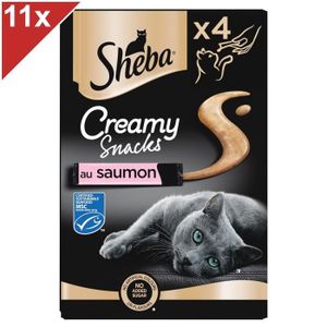 FRIANDISE SHEBA Creamy Snacks 44 sticks au saumon friandise crémeuse pour chat 12g (11x4)