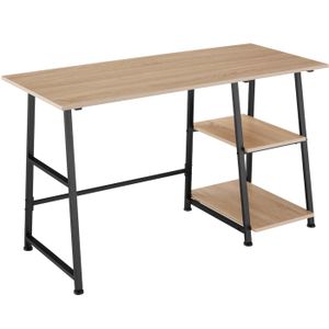 BUREAU  TECTAKE Bureau PAISLEY Table de travail Table pour ordinateur en Bois et Acier 120 cm x 50 cm x 735 cm - Bois clair