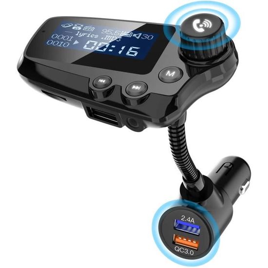 Transmetteur FM Bluetooth Xssive XSS-FM8 Pour Voiture - Kit Mains-libres Avec Chargeur - Neuf Garantie 1 An