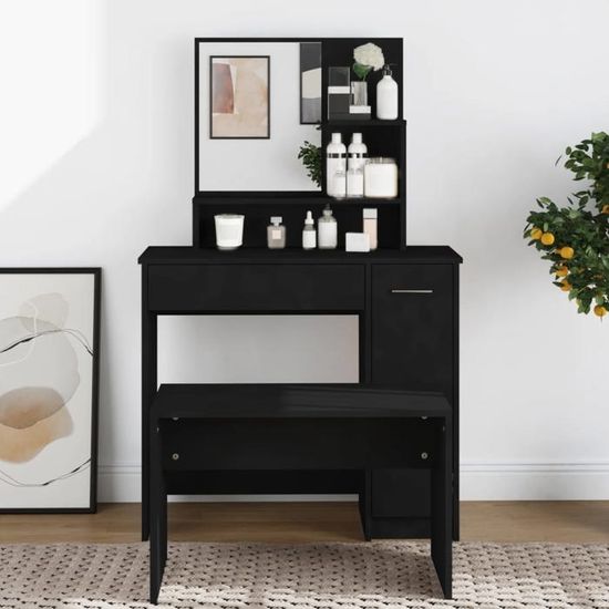 Drfeify Ensemble de coiffeuse noir 96x40x142 cm HB010 - Maison