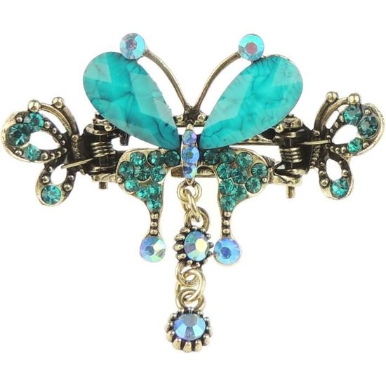 Barrette à Cheveux Vintage - Bronze Doré Avec Cristaux En Diamant, état Parfait