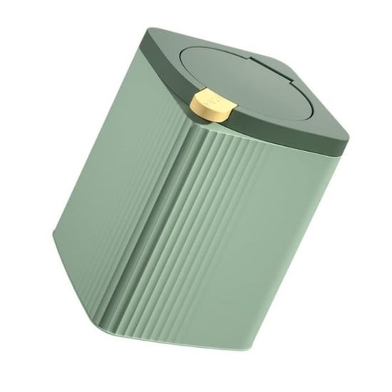 Corbeille De Bureau Miniature Avec Couvercle - Poubelle De Table En Plastique Vert Pigeon 14,5x14x14cm - 13