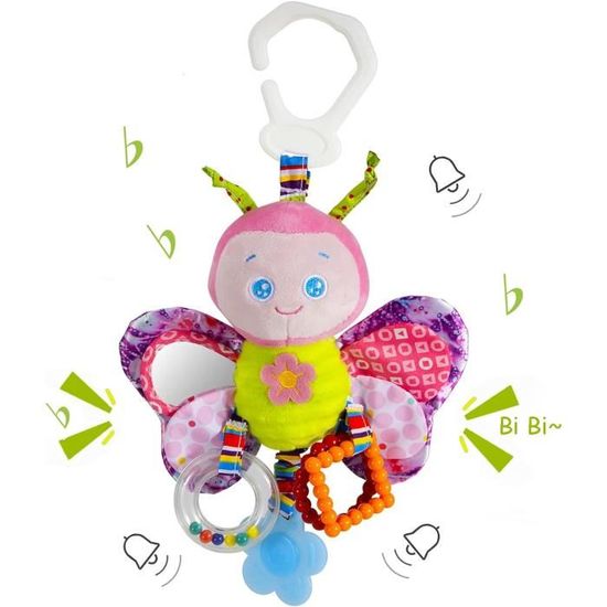 Jouet De Poussette Cerf En Peluche – Sensoriel, Carillon Et Anneau De Dentition – Idéal Pour Bébé