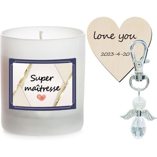Bougie Blanche Parfumée Merci Maîtresse Ange Gardien Idée Cadeau D