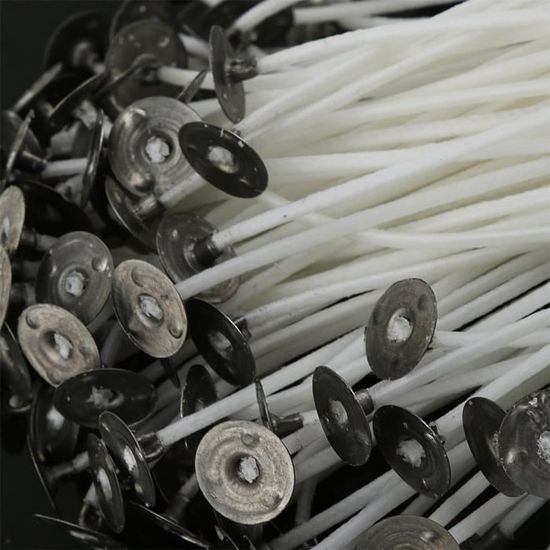 Lot De 50 Mèches à Bougie En Coton Avec Supports - Longueur 20 Cm, Pré-imprégnées, Pour DIY Bougies