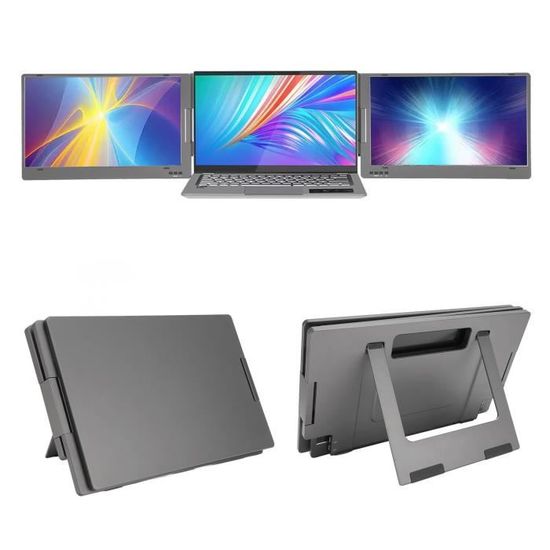 Triple écran Portable Kefeya 14'' Full HD Pour Ordinateur Portable, Compatible PC/Mac, 1 An Garantie