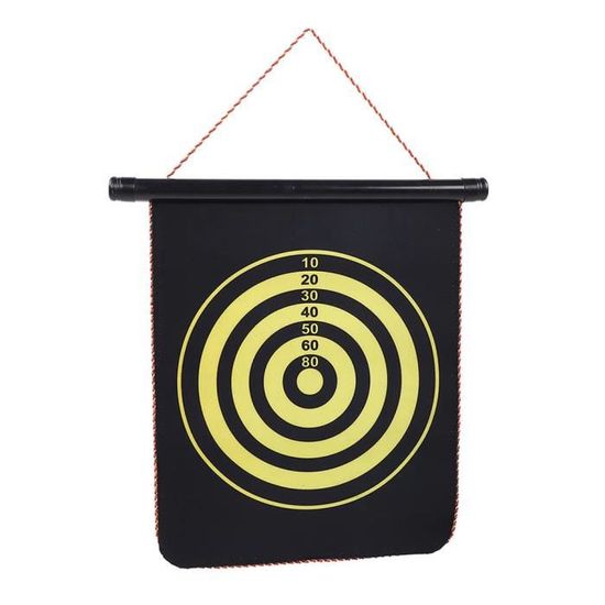 Grande Cible Fléchettes Double Face 42 Cm Avec 6 Fléchettes Pointe Métal - Jeu 2 En 1 Réversible