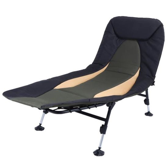 KIMISS Chaise pliable Chaise de pêche pliante 6 pieds 180 degrés dos réglable inclinable portable extérieur