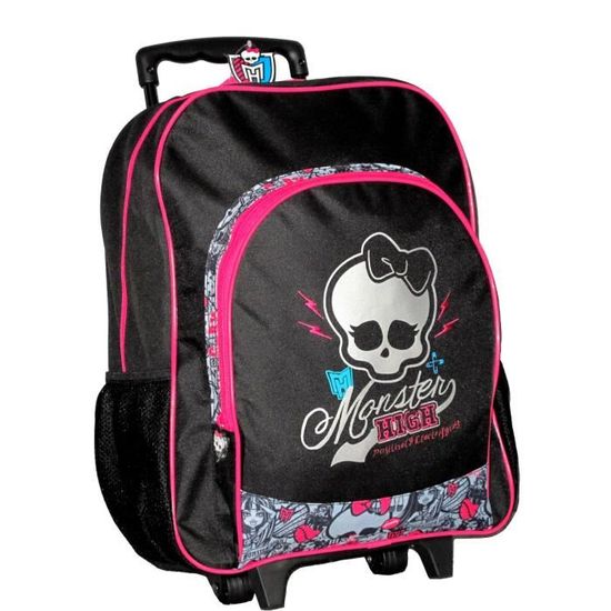 MONSTER HIGH TROLLEY NOIR ROSE SAC A DOS CARTABLE Noir Cdiscount