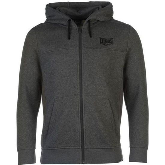 Nouveau Sweat-Shirt Everlast Zippé à Capuche Homme Collection 2017 Gris Foncé