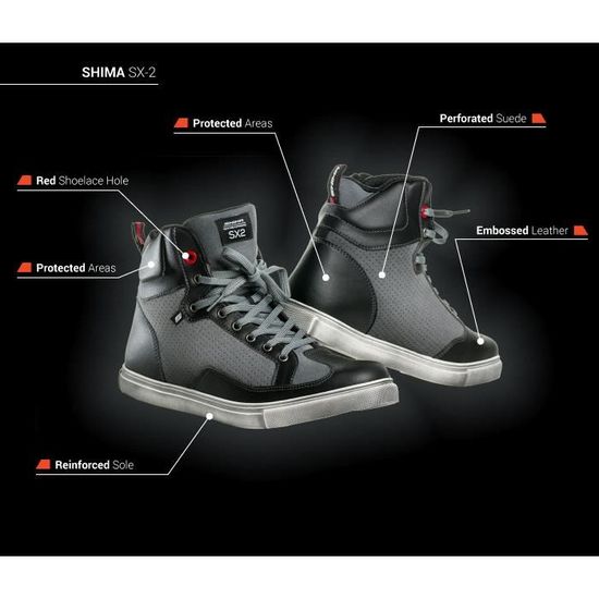 Shima SX 2 Chaussures Moto D ete Retro Classique Style Urbain Protecteur 41 46 Noir Cdiscount Auto