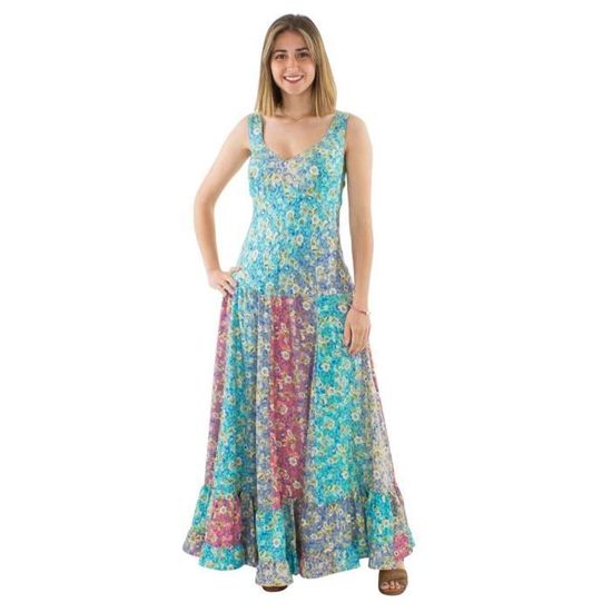 Robe longue sans manches unie BLEU pour femme MONOPRIX