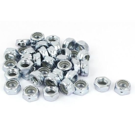 40 écrous Autobloquants Nylock 5/16-24 Zingués - Filetage UNC, Hexagone 13mm