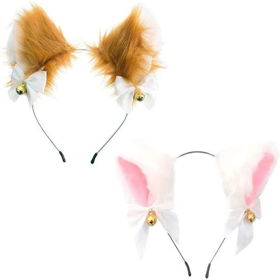 Lot de 2 bandeaux oreilles de lapin en peluche pour adultes, costume d' oreilles de lapin mignonnes pour Halloween, Pâques, cosplay, fête costumée