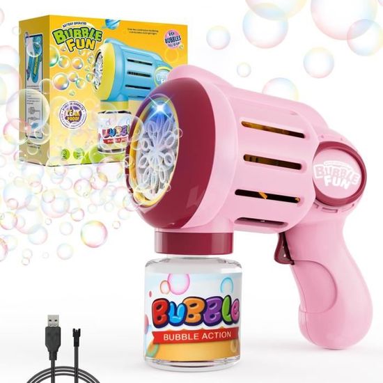 Machine à bulles automatique rechargeable rotative à 360 ° avec lumière, en form Machine à bulles automatique rechargeable rotative à 360 ° avec lumière, en form