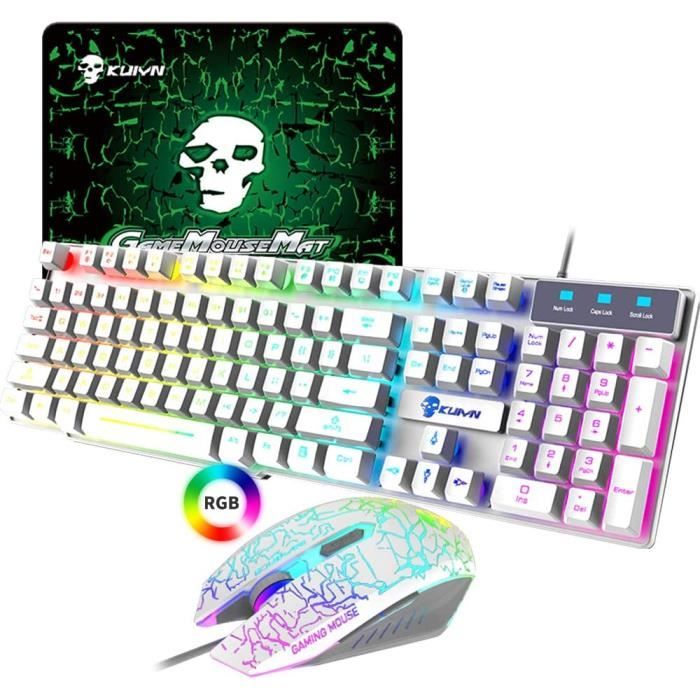 Bluestercool Gaming Claviers T6 Arc En Ciel Multicolore Rétro-éclairage USB Ergonomique Clavier