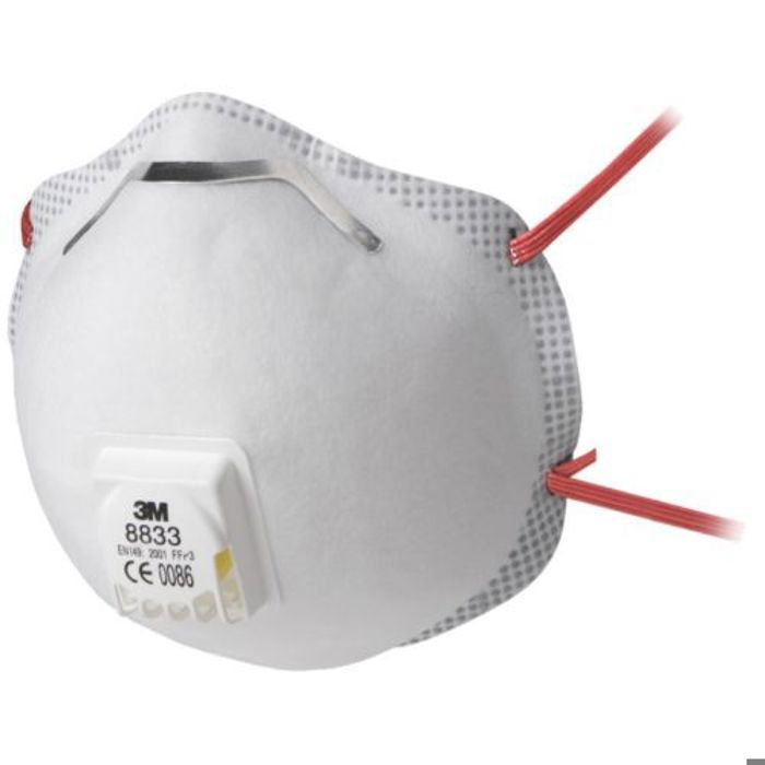 Masques respiratoires coques jetables série 8833 FFP3 RD avec soupape blanc - 3M - 7100057145