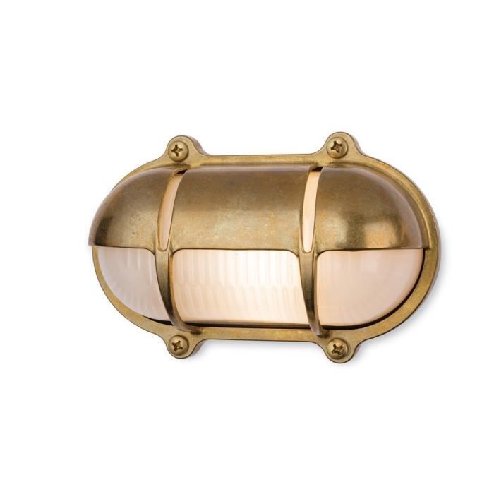 Applique Murale/plafonnier Style Maritime - Aluminium, Laiton Et Verre - Reproduction Antique