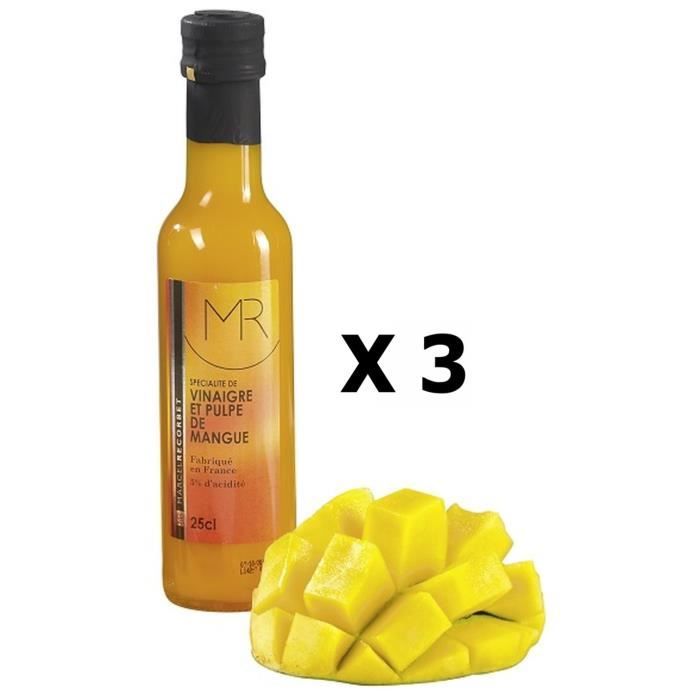 Lot 3x Vinaigre pulpe de mangue - Fabriqué en France - MR - bouteille 250ml