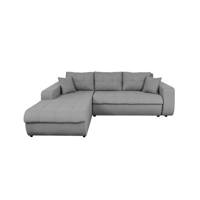 Canapé d'Angle SUZIE Convertible en Tissu Gris - Angle Gauche