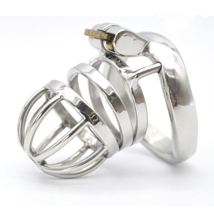 ANNEAU - COCKRING,Dispositif masculin de chasteté d'anneau de pénis de Cage de coq d'acier inoxydable avec le nouveau - Type S-45mm