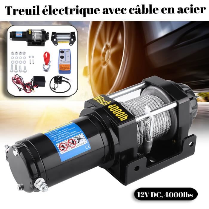 4000lb Treuil électrique de câble d'acier 12V TREUIL de pour bateau ATV F 124 X 76 mm JIN717