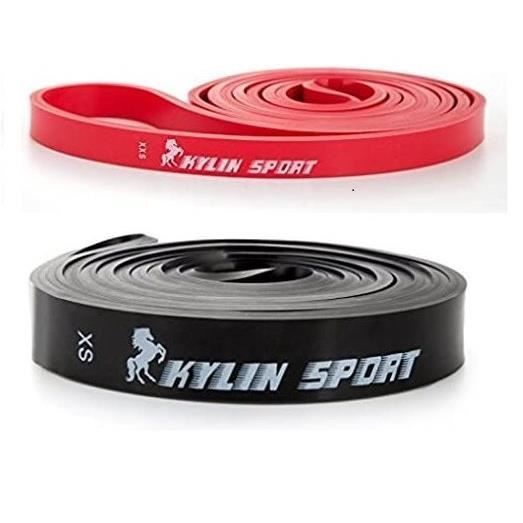 KYLIN SPORT Bande Elastique de Résistance Bande Latex de Yoga pour Musculation Etirement (Rouge+Noir)