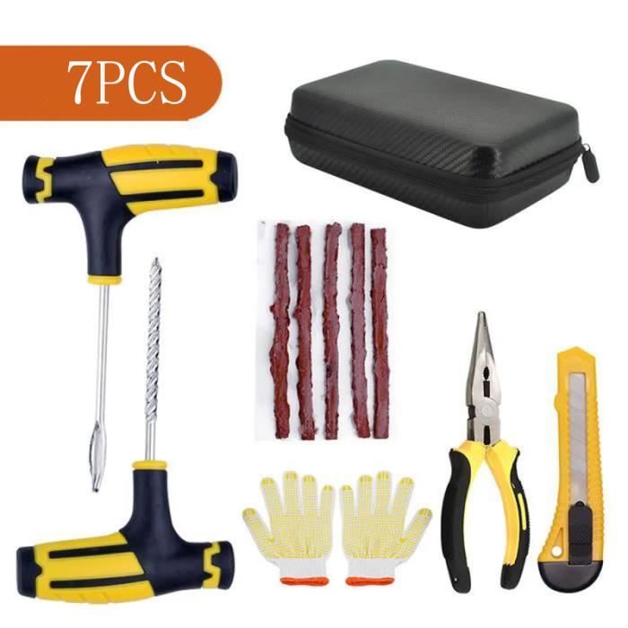 kit de reparation crevaison pneu outils,kit de réparation Tubeless Crevaison,Kit Anti Crevaison avec 5 mèches pour Voiture,Moto