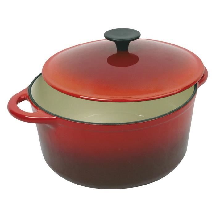 CREALYS GRAND CHEF Cocotte ronde en fonte d'acier émaillée - Ø 32 cm - 9 L - Rouge - Tous feux dont induction