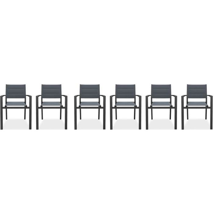 Lot de 6 fauteuils de jardin en aluminium noir - Collection Tony