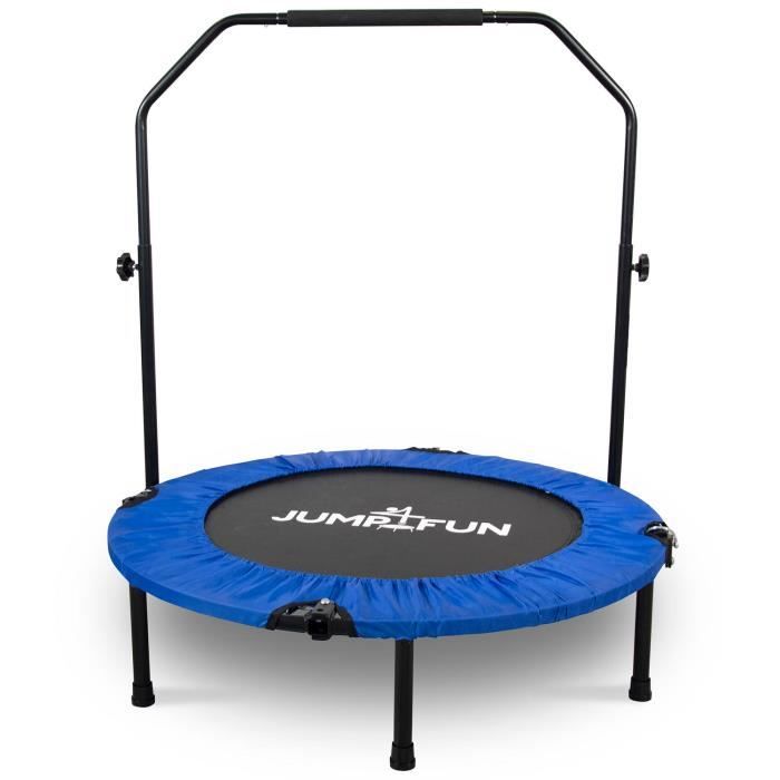 Mini Trampoline Fitness Jump4fun Pliable Double-Bar - Ø92cm, Bleu