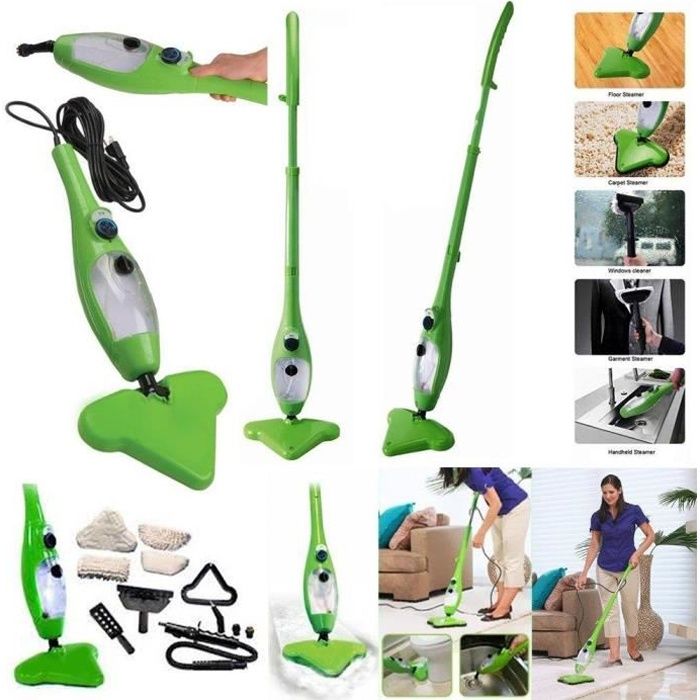 Balai Vapeur VERT 5 EN 1 Multifonctions - Complet Avec de Nombreux Accessoires