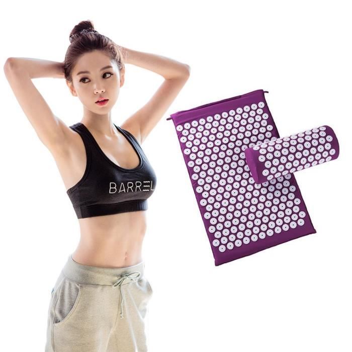 Kit de Tapis d'acupression massage de yoga pour pointes avec oreiller de massage