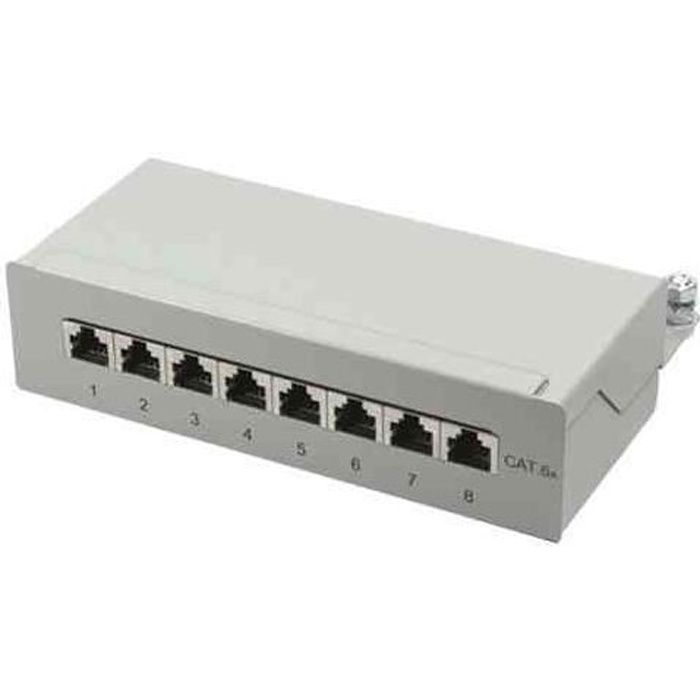 Panneau de brassage de bureau, Cat.6A, 8 ports, Gris Clair