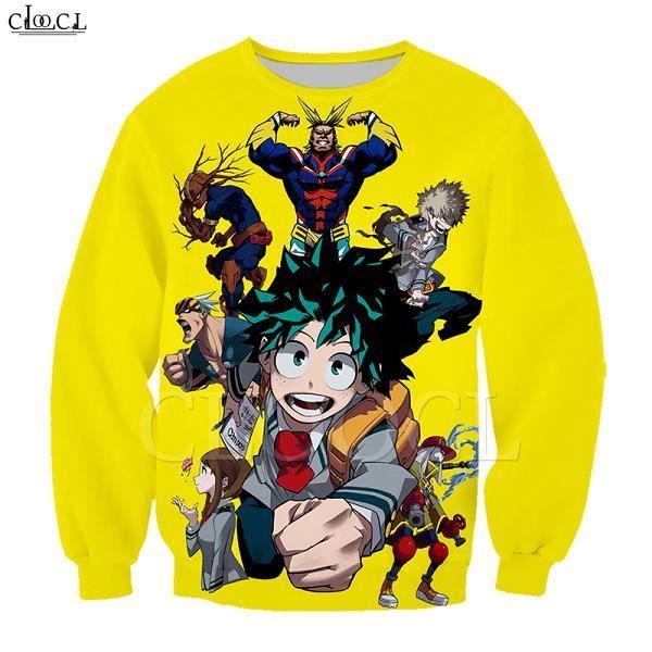 Sweat-Shirt Homme,Sweat-shirt animé pour filles Toga Himiko My Hero academy, avec avertissement imprimé 3D, pour hommes et femmes,