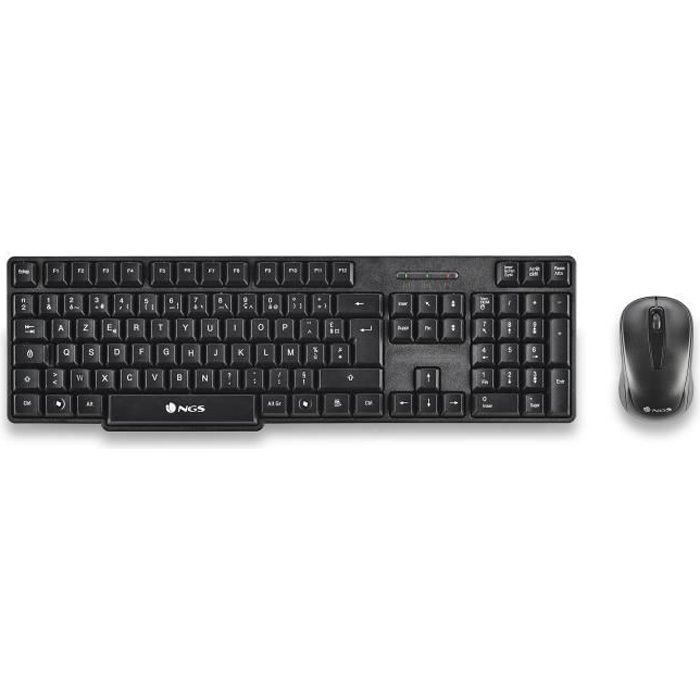 NGS EUPHORIA- Kit Souris et Clavier sans Fil 2,4 GHz, AZERTY Français, Noir