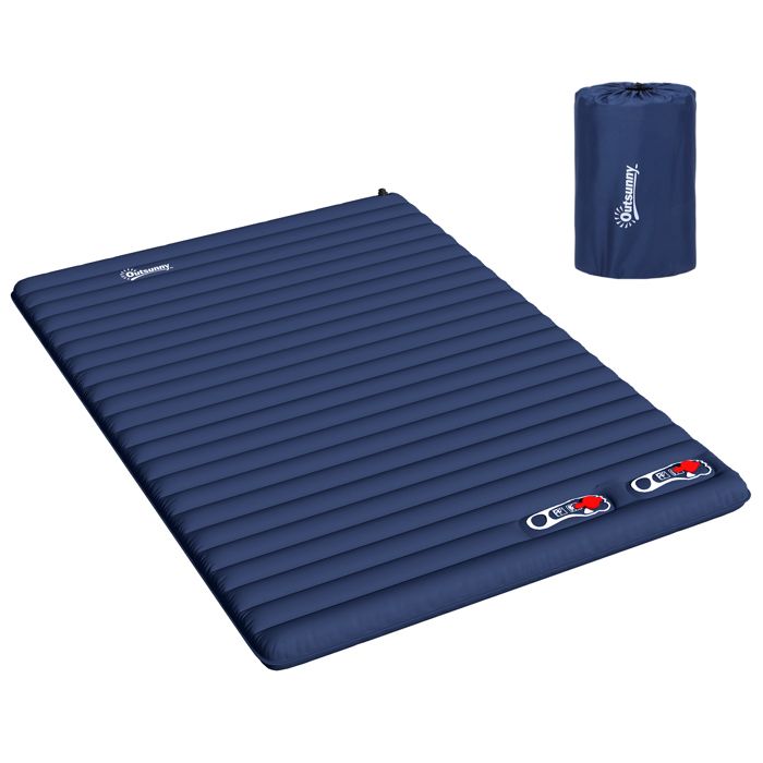Matelas autogonflant de campi 195x138x10cm Bleu