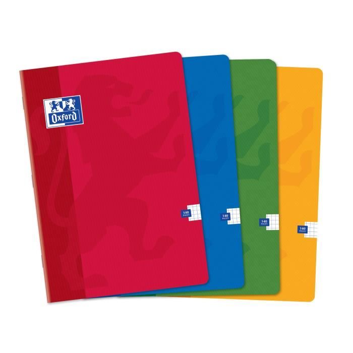 OXFORD Cahier Scolaire classique - Format A4 - Petits carreaux - 140 pages - 29,7 cm x 21 cm x 0,7 cm