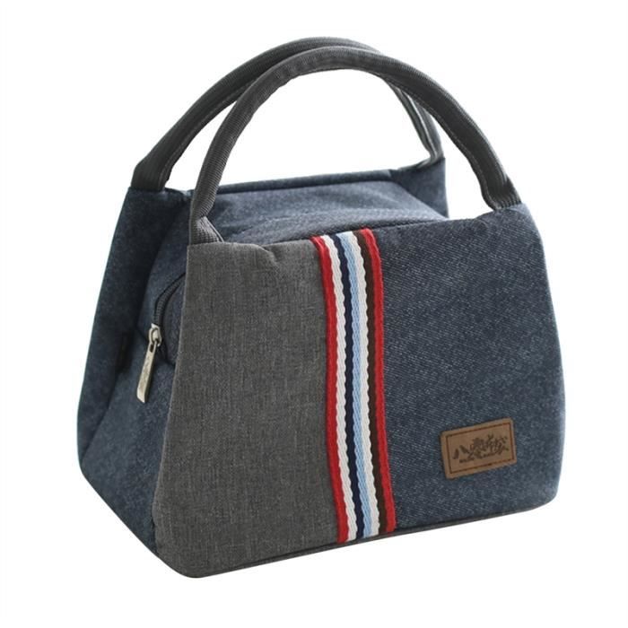 Sac à lunch isotherme portable garder au chaud déjeuner boîte à lunch pour les adultes (gris Denim)